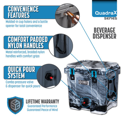 5 Gallon, 2-in-1 Beverage Dispenser/Cooler - QuadraX Hard Cooler
