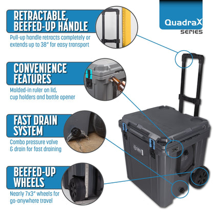 46 Quart Rotomolded Cooler With Wheels - QuadraX