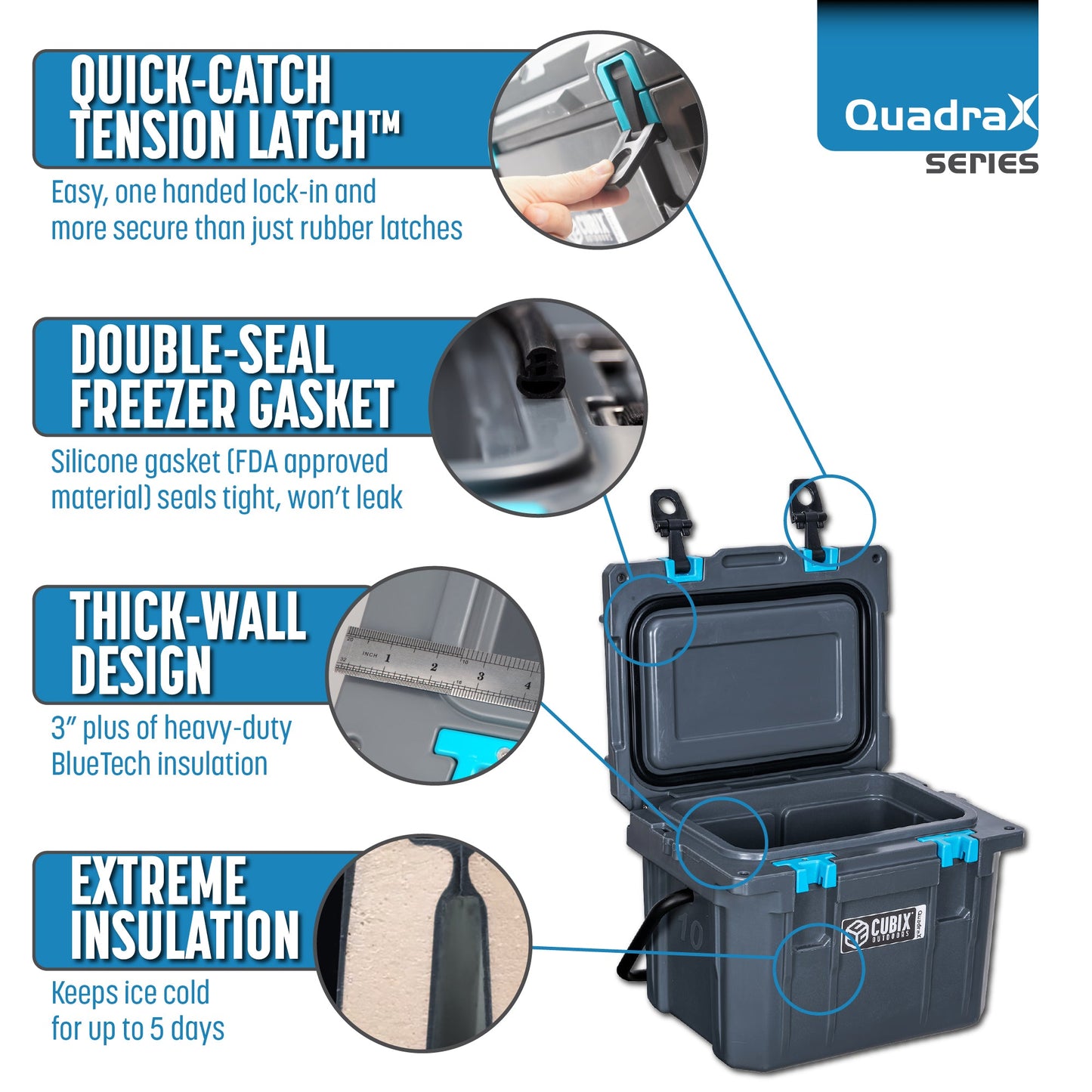 20 Quart Rotomolded Cooler - QuadraX